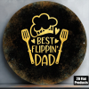 CIFbuy 1pc 2D Flat Round Sign Best Flippin Dad Retro Plaque, "Retro Plaque, 8x8in Kitchen Barbecue Decor" Decor