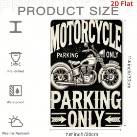 CIFbuy Classic Vintage Motorcycle Parking Sign 8x12 Inch Waterproof Rust Resistant 2D Flat Iron Metal Wall Decor For Home Bar Cafe Gara TikTok, TikTok