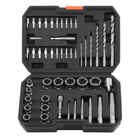 Screw Extractor Set with Drill Bits, 49 Pieces, Easy Out Nut Bolt Extractors and Drill Bits, with Adapters, Solid Storage Case