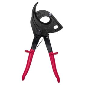 Ratcheting Cable Cutter, Spring Steel Blades with Insulated Handles, Quick-Release Button