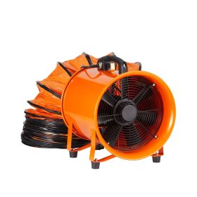 Portable Ventilator, 8 inch Heavy Duty Cylinder Fan with 33ft Duct Hose, 195W Strong Shop Exhaust Blower 1070CFM