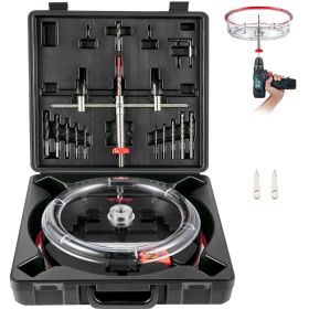 Adjustable Hole Saw Cutter Kit, 1-5/8" to 8" (40-200 mm), Two Replaceable Pilot Drill Bits, Twin Blade Recessed Hole Saw with PC Dust Shield