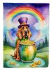 Bloodhound St Patrick's Day House Flag Large Porch Sleeve Pole Decorative Outside Yard Banner Artwork Wall Hanging, Polyester, House Size, Multicolor