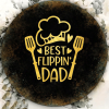 CIFbuy 1pc 2D Flat Round Sign Best Flippin Dad Retro Plaque, "Retro Plaque, 8x8in Kitchen Barbecue Decor" Decor
