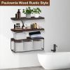 2 In 1 Floating Shelves Wall Mounted with Storage Basket Bathroom Shelves Over Toilet Wooden Shelves for Bedroom Living Room Kitchen Office Wall Decor
