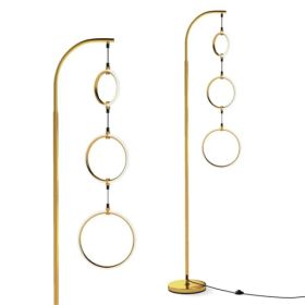 3-Circle LED Floor Lamp, Gold Standing Lamp With Adjustable Brightness & 3 Color Temperatures (Option: defaulttitle)