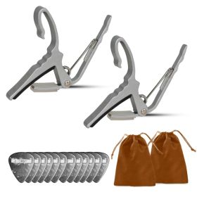 5Core Capo Acoustic Electric Guitar String Clip Banjo Mandolin Or Ukulele + 6Pcs Guitar Picks Celluloid Puas Para Guitarra + Carry Bag - CAPO AL (Option: 2Pieces)