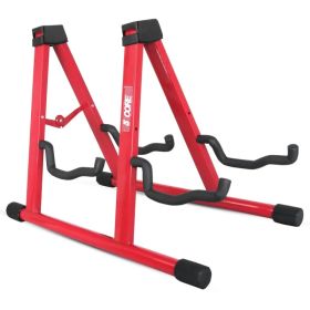 5 CORE Double Guitar Stand Floor Adjustable Heavy Duty A Frame Universal Folding Acoustic Electric Bass Mandolin Banjo Violin Holder Multiple Fol (Option: GSS2N1RED)