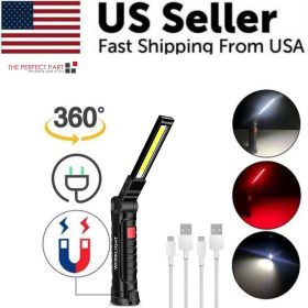 Rechargeable LED COB Work Light Mechanic Flashlight Lamp Magnetic Base Bright (Bundle: 1 Small)