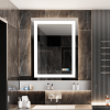 Tempered Glass Frame Mirror with Anti-Fog and Anti-Shatter Features,18"x24" Rectangular Wall-Mounted Bathroom Mirror